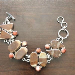 Sterling silver handcrafted statement bracelet with stones